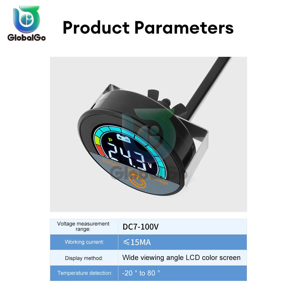 DC8-100V Rundes Digitalanzeige Voltmeter LED Digitales Voltmeter Panel Voltmeter Monitor Messgerät Anzeige Auto Zubehör Wasserdicht
