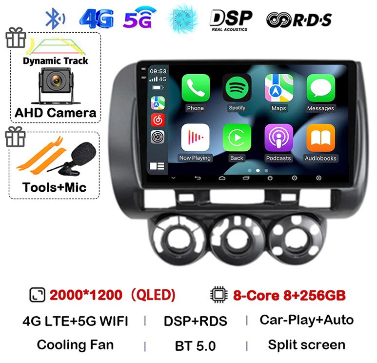 Android 14 Carplay Car Radio For Honda Fit Jazz City 2002 2003 2004 2005 2006 2007 Multimedia Video Player GPS Stereo Head Unit