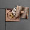 Rose Gold Floor Drain Square 100x100MM Brass Drain Toilet Balcony Bathroom Shower Anti-odor Drains Tile Insert Waste Grates