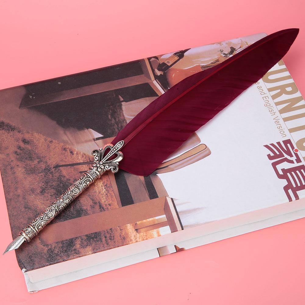 European Retro Feather Stainless Steel Nibs Dip Writing Pen Wax Set Gift with Packing Box #3