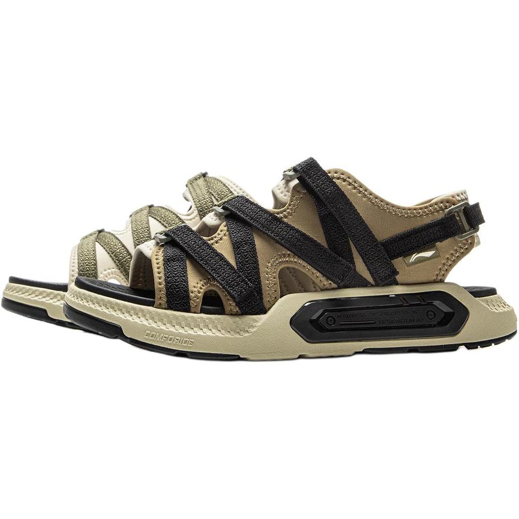 Li Ning Kids Sports Lifestyle Series Comfortable Soft Non-Slip Wear-Resistant Low-Top Sandals Kids Sandals Khaki YKUV010-1