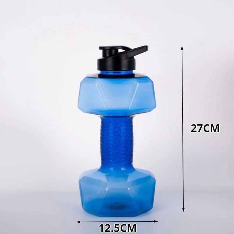 1ks 1500ml vysokokapacitní plastová přenosná láhev na vodu ve tvaru činky Kreativní fitness činky sportovní láhev