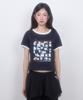 LMR Cat Foster Ringer Crop Short Sleeve T-Shirt Navy