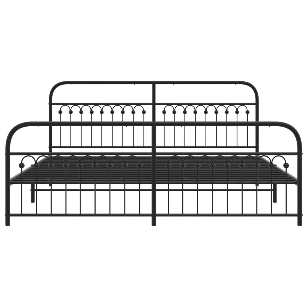 Metal Bed Frame with Headboard and Footboard Black 193 X 203 Cm