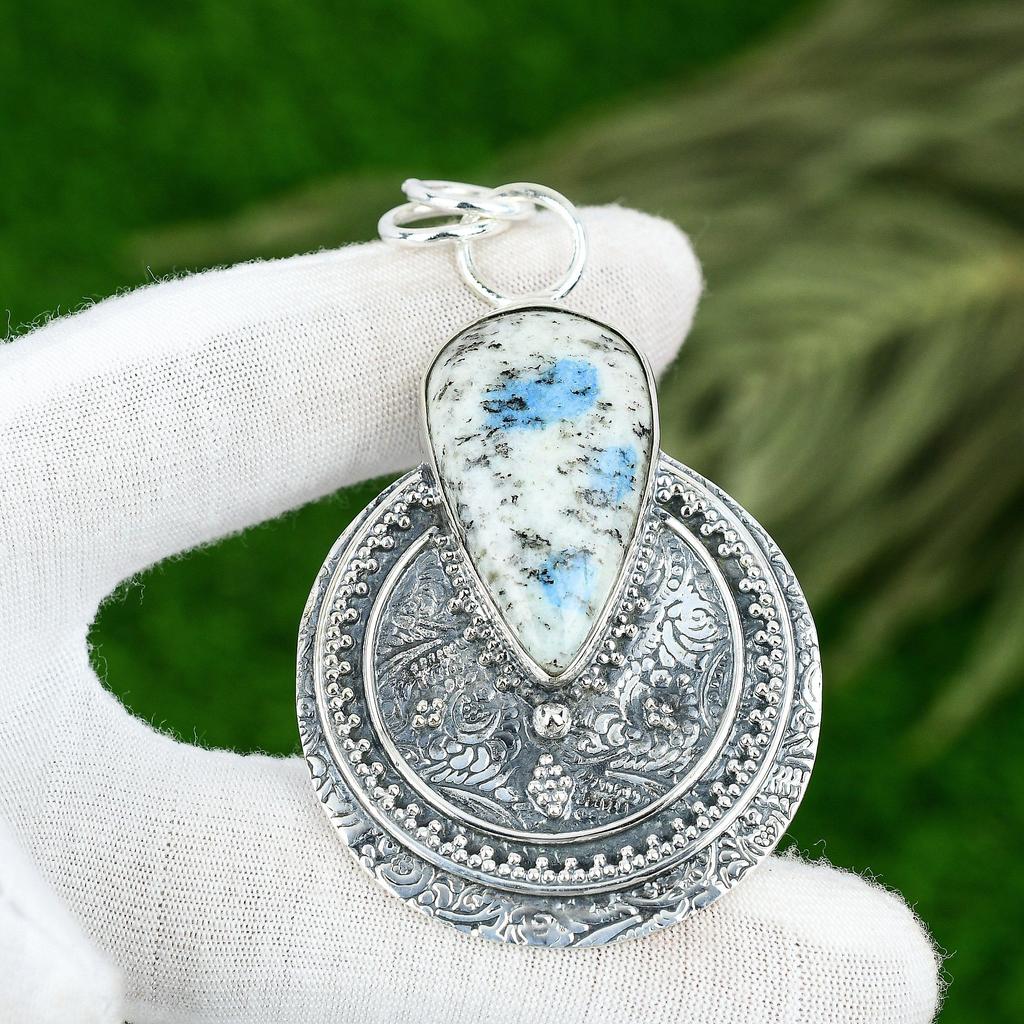 Sisters Day Deal 925 Silver Pear K2 Jasper Gemstone Elegant Boho Mother Pendant