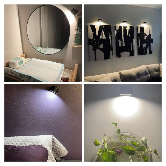 LED Wall Lamp Night Light with Remote Control Dimmable Rechargeable 360-Degree