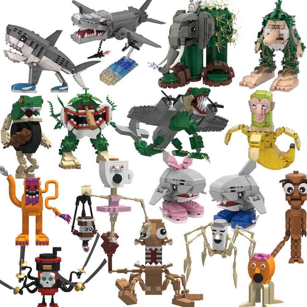 Italian Brainrot Animal MOC Building Block Tung Tung Tung Sahur Wheel Frog Elephant Tree Monster Monkey Toy Desk Decoration Q064