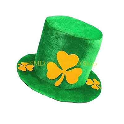 49MD StPatrick Day Celebration Green Sequins Hat Festival Theme Party Fedora Hat Shamrock Top Hat Irish National Day Headwear