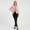 Women's Pink  Slim Fit Handmade Stylish Genuine Soft Biker Lambskin Leather Jacket