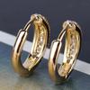 Fashion Versatile Gold Color Cubic Zirconia Hoop Earrings For Women Simple Stylish One-Line Girls Jewelry Accessory