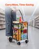 Shopping Cart, Folding Grocery Utility Cart with Swivel Wheels, 40.8 kg Large Load Capacity, Heavy Duty Rolling Laundry Basket Butler for Laundry,