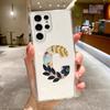 Art Initial Letter A To Z Pink Flowers Phone Case For Samsung Galaxy S26 S25 S24 S23 S22 Ultra S20 S21 FE 5G Plus Clear Cover