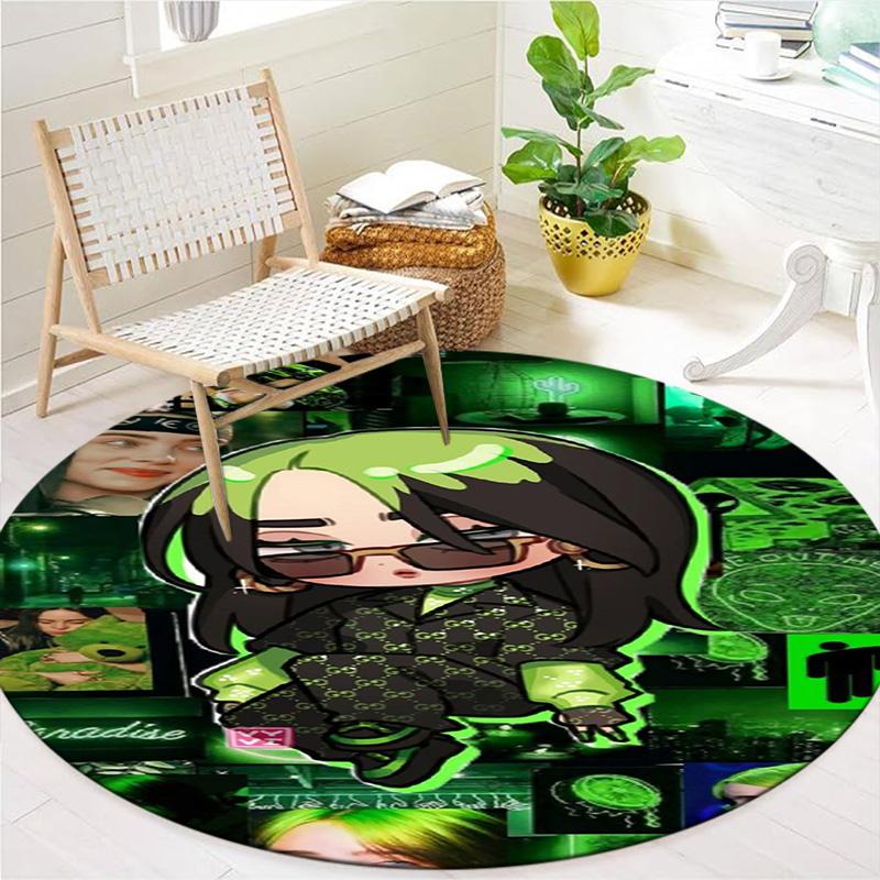 Billie Eilish Round Area Rug,Carpet Rug for Living Room Bedroom Sofa Playroom Decor,Non-slip Floor Mat