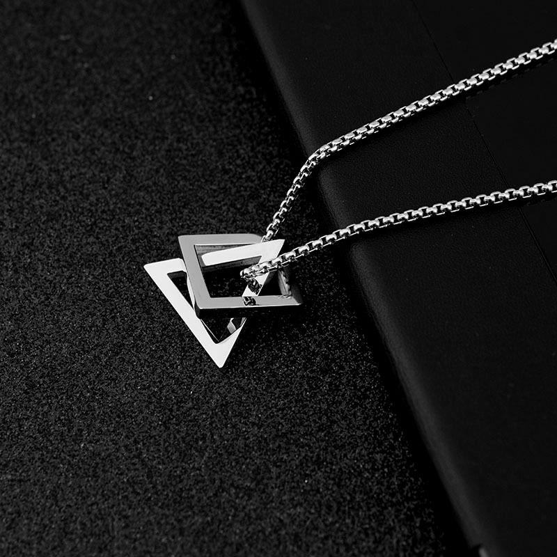 Disassemblable Geometric Necklace: Triangle & Square Mix-and-Match, Fade-Resistant, Long Necklace