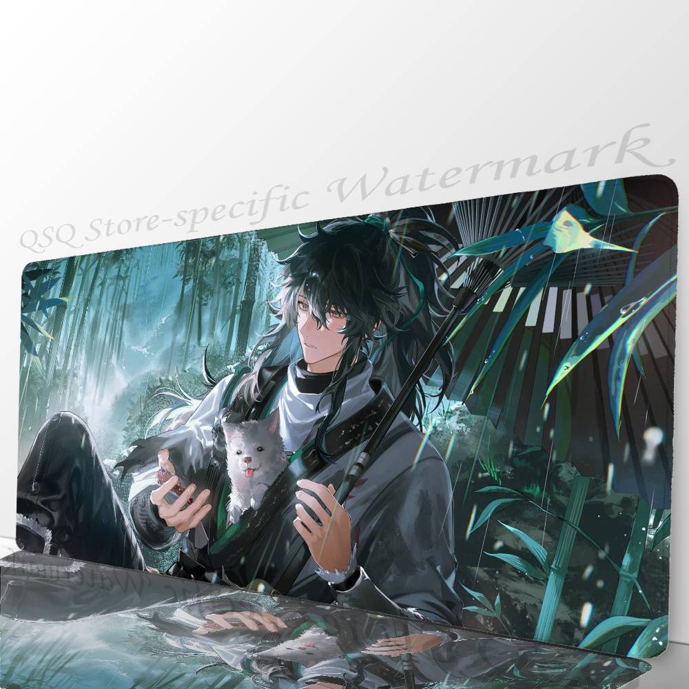 Qiuyuan Anime W-wuthering Waves Tappetino per Mouse Antiscivolo Adatto per Computer da Ufficio Laptop Tappetini da Scrivania per E-sport Tastiera XXL