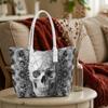 Geometric Skull Pattern Large Tote Bag Cool Fashion Daily Shoulder Handbag for Casual Use