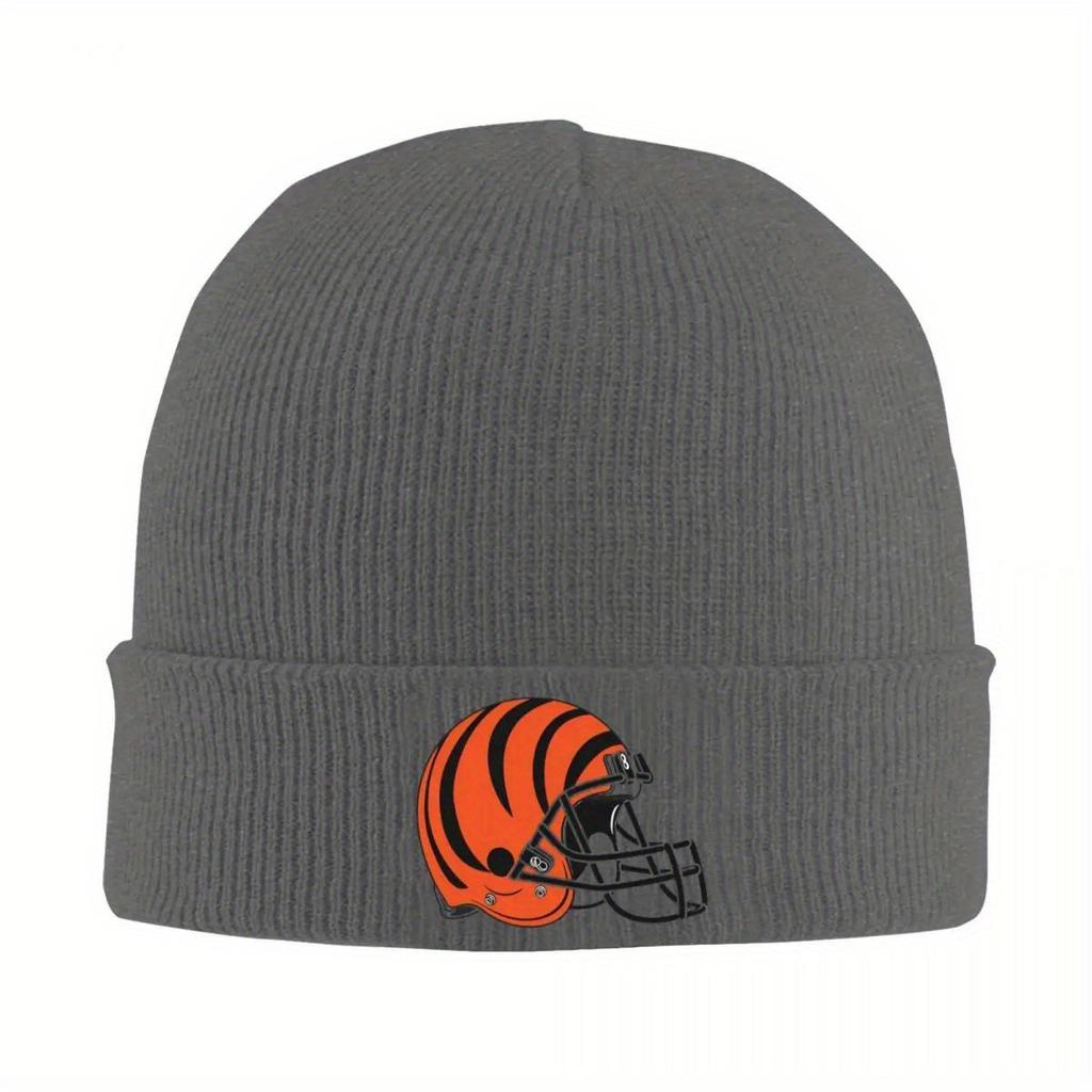 Stripe Bengals-of-Cincinnati Helmet Warm Knitted Cap Fashion Bonnet Hat Autumn Winter Outdoor Beanies Hats for Men Women Adult