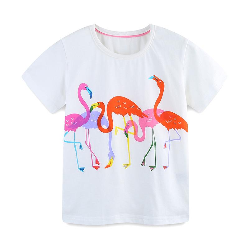 Girls Summer Cartoon Print Knit Cotton Short Sleeve T-shirt 6 Years (120 cm)