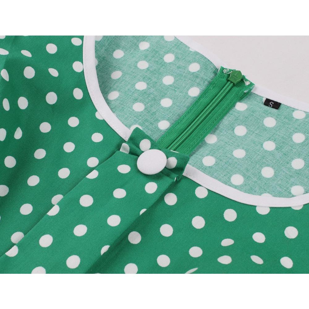 Dámské Vintage šaty Puntíky Rockabilly Koktejl Swing Šaty Jarní Letní Šaty Krátké Rukávy