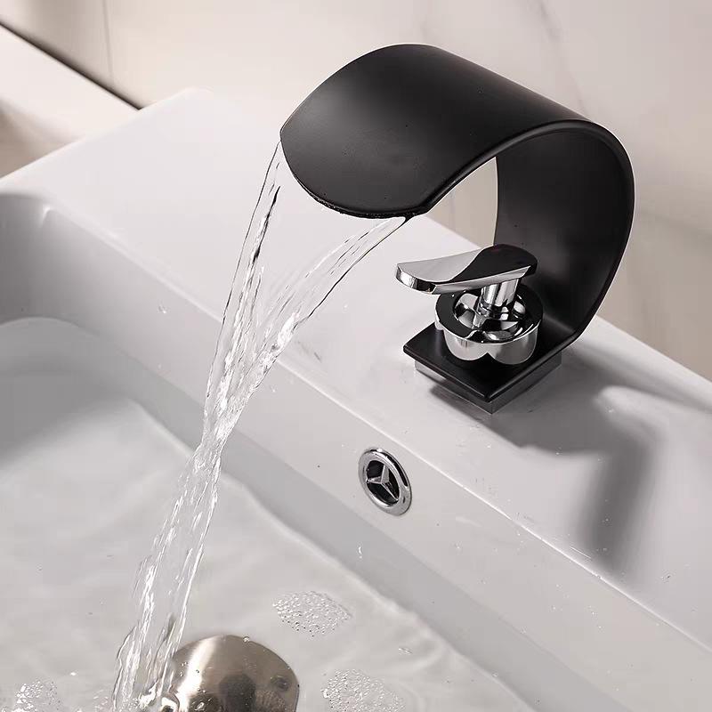 Luxury Brass Hot & Cold Waterfall Faucet for Bathroom Washbasins