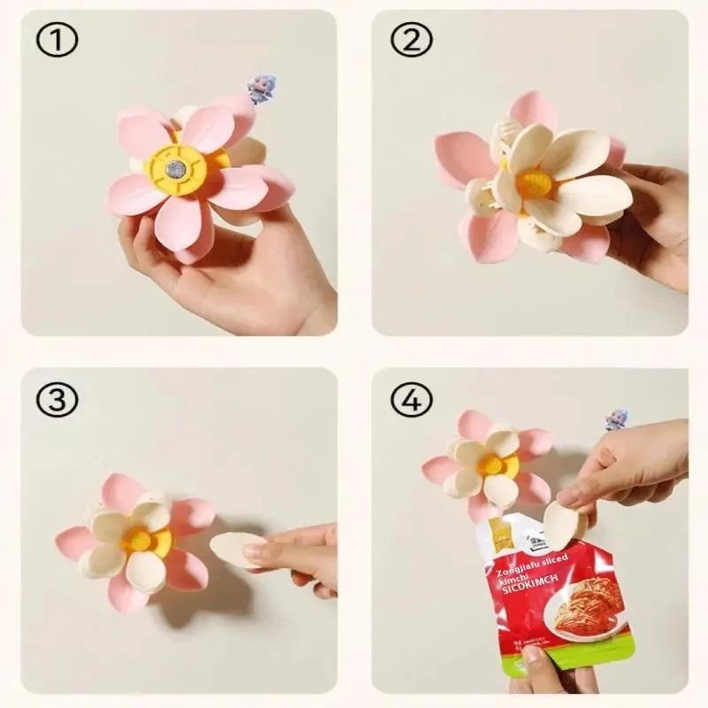 Doppelschichtige Verschlussclips für den Küchengebrauch 3D Bananen-/Schmetterlingsblüten-Design Kühlschrankmagnet zum feuchtigkeitsdichten Verschließen von Beuteln