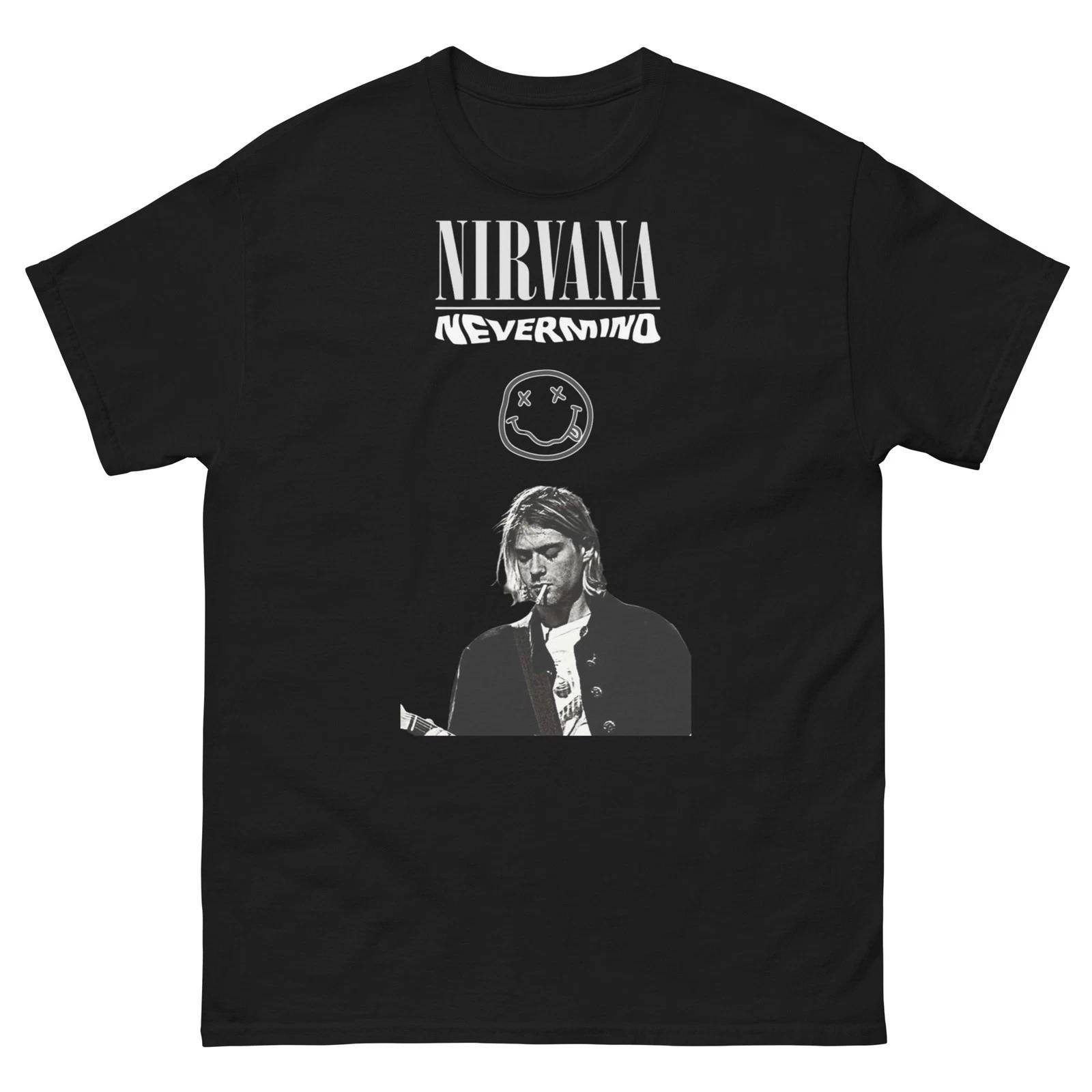 Nirvana Kurt Cobain Shirt Vintage Grunge Tee Smiley Y2K Rock Graphic M