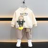 Stilvolles Frühjahrsoutfit für Kleinkinder Jungen mit trendigem Bären-Sweatshirt und langem Hosen-Set