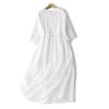 Summer Vintage Embroidery Solid Color Long Dresses Women Casual Breathable White Thin Dress Robe Elegant Clothing