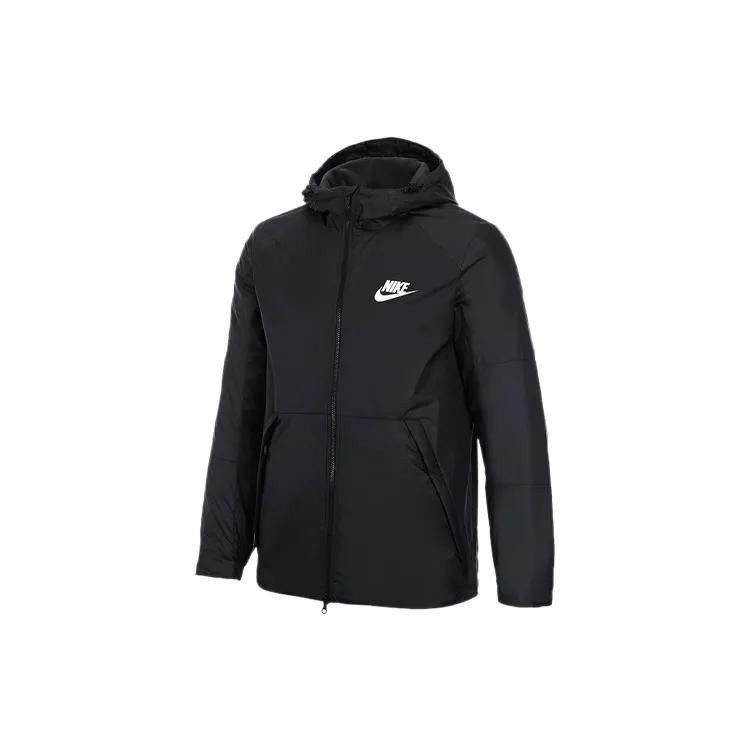 Nike Puffer Jackets Men's Black Hooded Thickened Other (Unisex) Puffer Jackets 861789 010