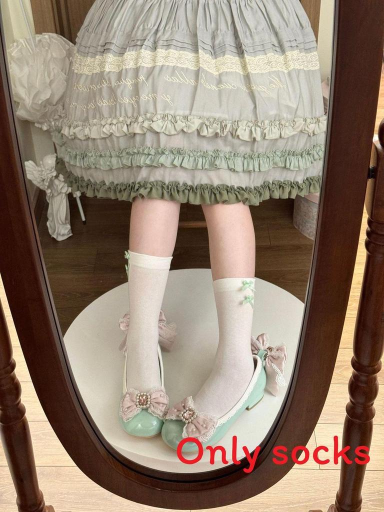 Cotton Lolita Socks With Sweet Side Bow For Girls Spring Summer Fashion