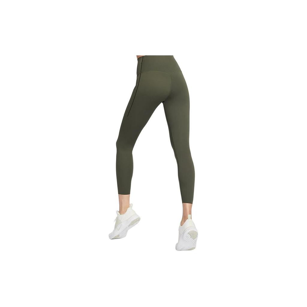 Nike High Waist Quick-Dry Slim Fit Cropped Sports Pants Women Bottoms Olive-Green DQ5898-325