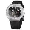 Forsining Mens Skeleton Automatic Self Wind Mechanical Movement Watches Waterproof Luminous Square Dial Silicone Strap Wrist Watch