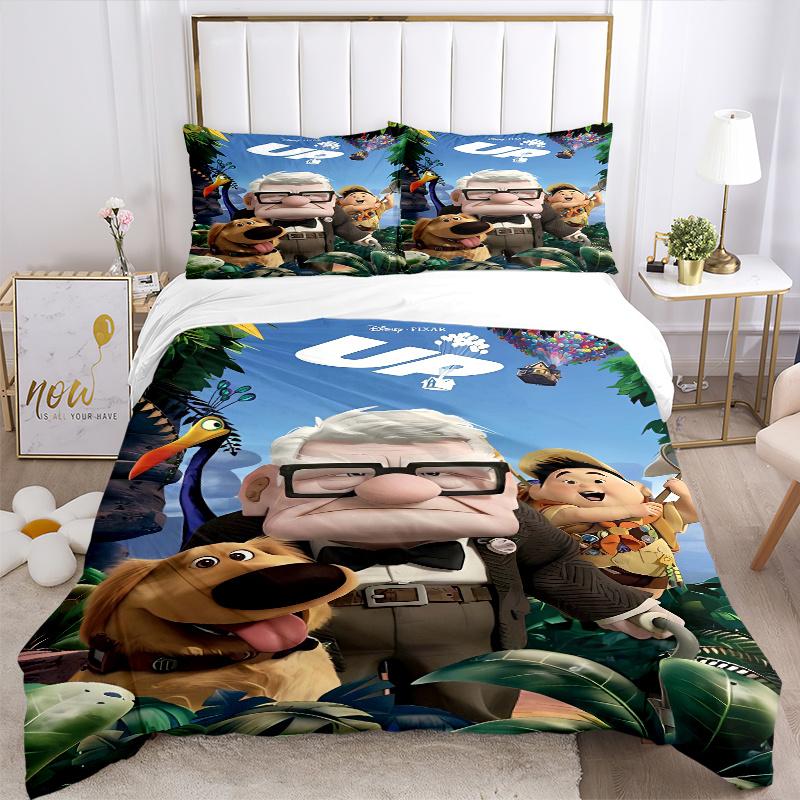 3pcs Disney Pixar Up Adventure Printed Quilt Set, Soft and Comfortable Quilt Cover for Bedroom, Guest Room and Dormitory Decorative Bedding
