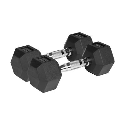 Cast Iron Rubber-Coated Dumbbells Hex 2X5Kg Rebel Hexagonal Set 10Kg Solid