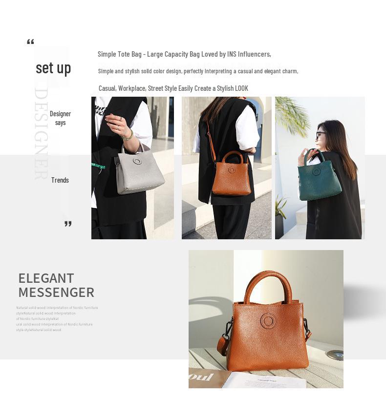2025 Genuine Leather Women's Tote: European & American Style, Large Capacity Commuter Shoulder Bag
