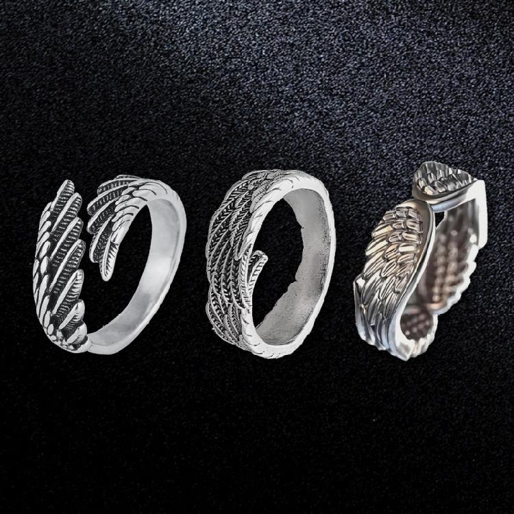 Minimalist Feather Pattern Rings Silver Tone Adjustable Jewelry Retro Styles Unisex Gifts for Special Moment Wear