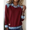 Womens Denim Collar Long Sleeve Knit Sweater Casual Streetwear Top