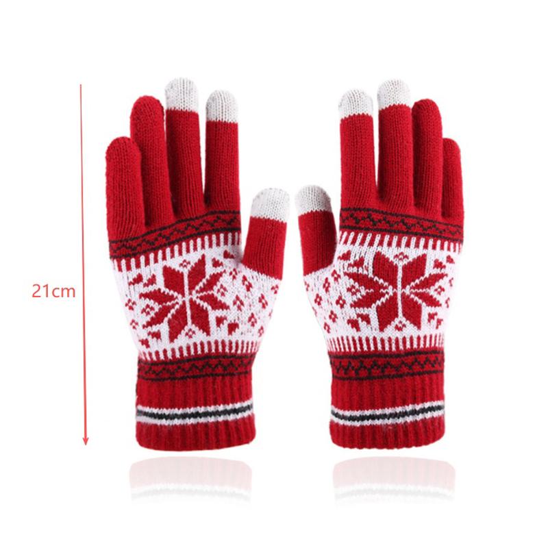 Winter Warm Knitted Gloves Fashion Snowflake Embroidery Touchscreen Gloves For Women Men New Year Gift