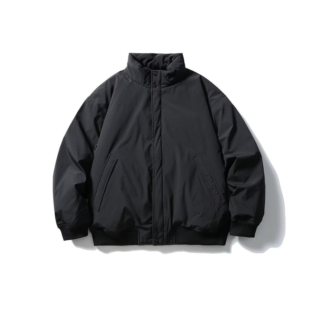 

Men s Winter Stand Collar Cotton Jacket - Trendy, Versatile, Loose-Fit, High Street Fashion, Simple Zipper, Solid Color Casual Outerwear L
