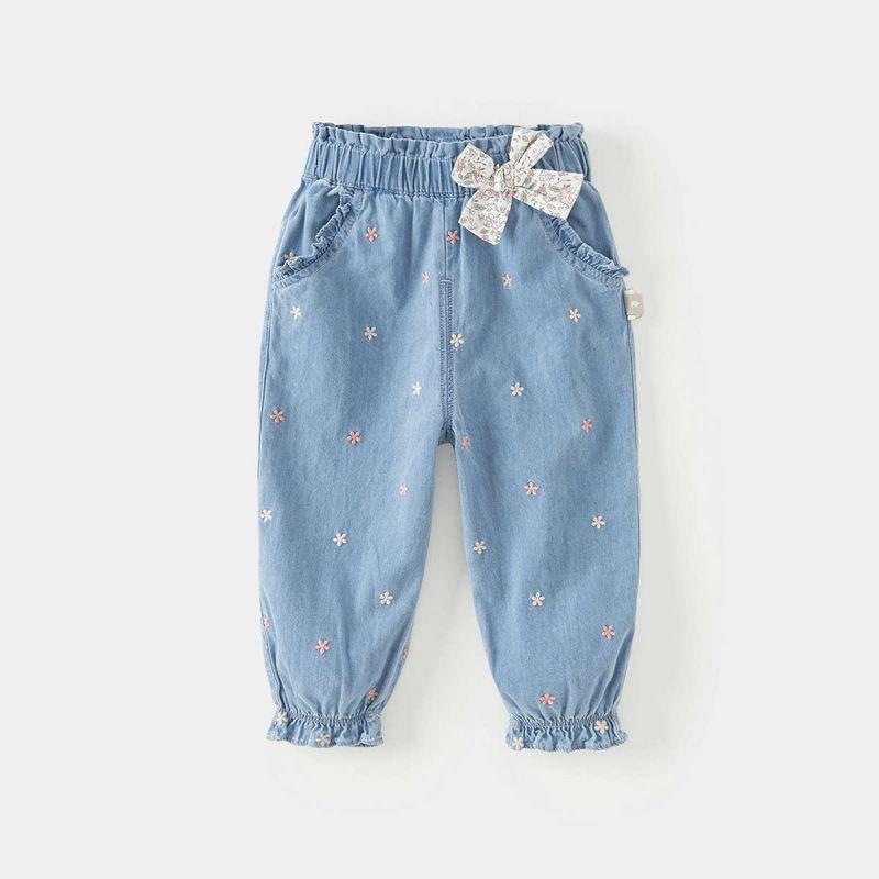 David Bella Girls  Jeans Spring New Children s Pants Girls  Long Pants Baby Casual Pants Early Spring Children s Clothing Denim Blue [Ready in Stock] 100