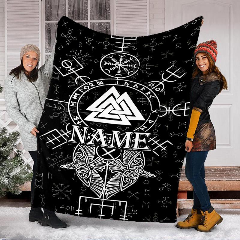 Personalized Custom Name Blanket - Viking Sign Print Design,Blanket for Sofa,Bed,Travel,Camping - Soft and Warm, Great Gift