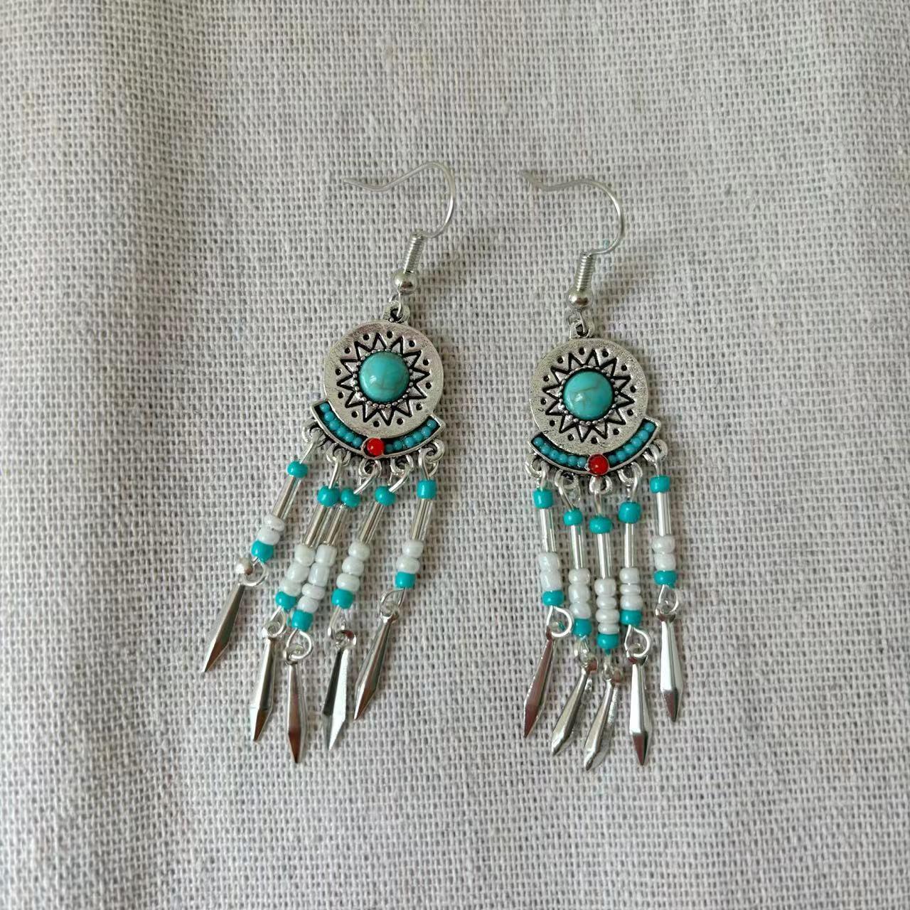 Богемные этнические серьги-подвески с бусинами и уникальным стилем личности