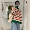 Japanese Style Striped Sweaters Women Autumn and Winte Large Size Loose All-match Knitting Pullovers