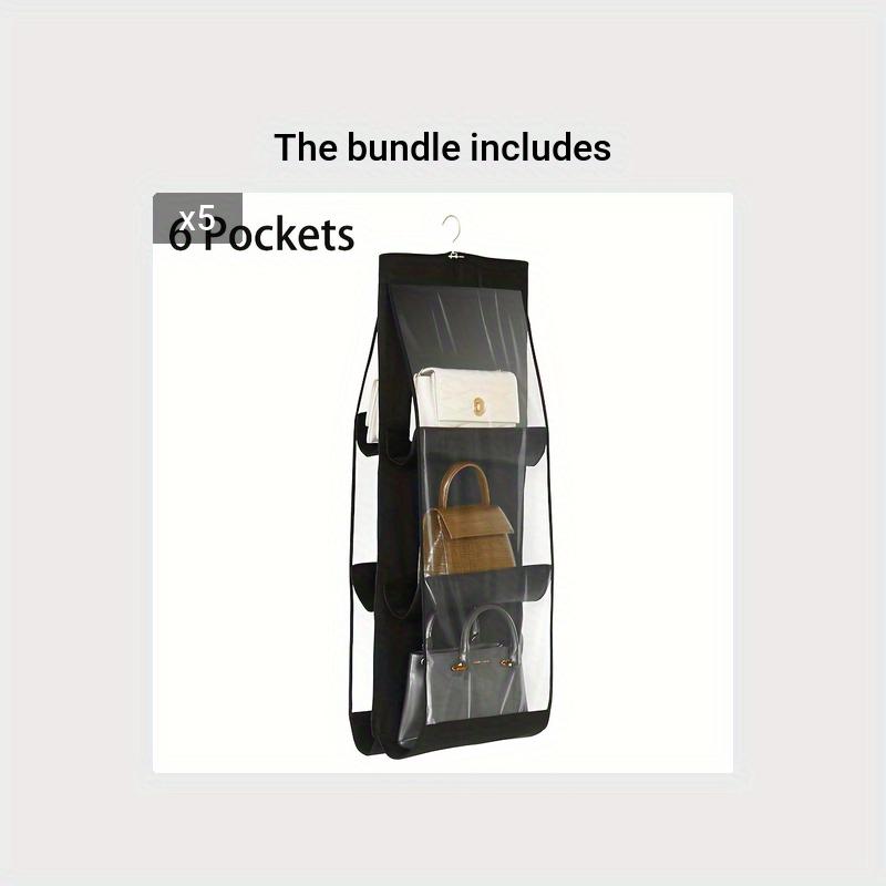

1PC 6/8 Pocket Hanging Handbag Storage Rack, Multifunctional Oxford Cloth Storage Rack Ideal Storage Artifact for All Bags 6 Black
