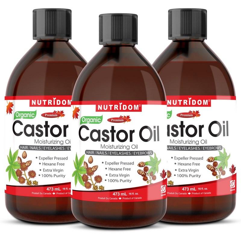Nutridom Organic Castor Oil 100% 473ml 3 Pcs