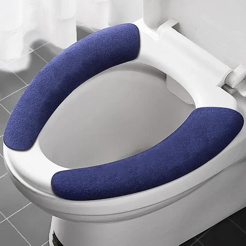 2Pc/set Reusable Warm Flannel Toilet Sticker Toilet Seat Covers Washable Toilet Seat Filling Bathroom Mat Seat Cover Universal