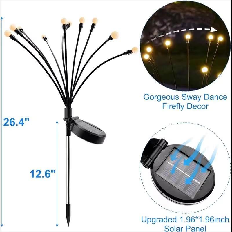 8pcs Outdoor Lights Solar Lawn Lamp Garden Lamp LED Wind-driven Firefly Ground Plug Lamp for Garden Lawn Landscape Holiday Light