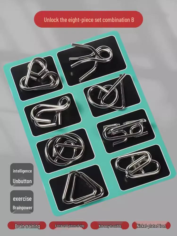 

Подарок на День защиты детей: Набор головоломок из девяти звеньев для детей 6-12 лет - Обучающая и снимающая стресс игрушка