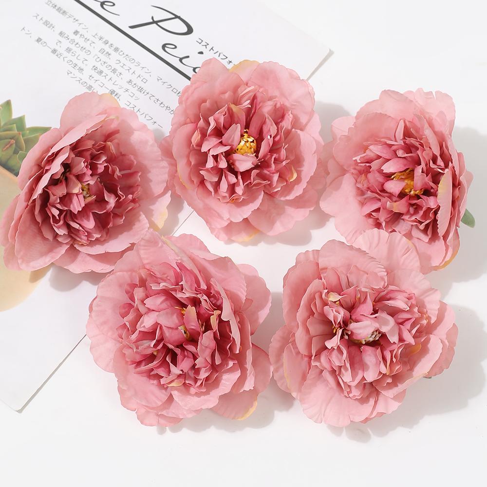 2/5 Stück 11CM Pfingstrosen Kunstblumen Kopf Seidenrosenblüten Für Hochzeit Zuhause Zimmer Dekoration Künstliche Blume DIY Kranz Zubehör