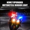 2PCS/Set Motorcycle LED Red and Blue Blinking Decorative Light Mini Mirror Headlight Turn Signal Lights Indicator Flash Lamps